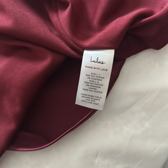 Lulus NWOT Icon Update Burgundy Pink Satin Color Block Knotted Halter Midi Dress - Picture 13 of 15